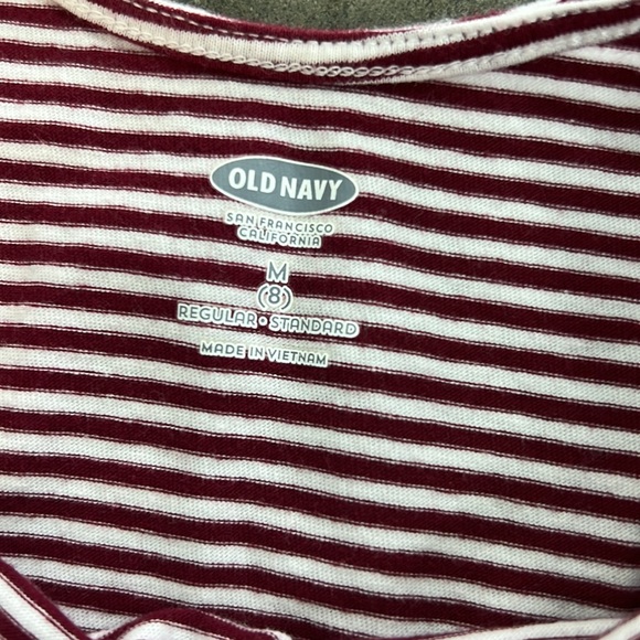 Girls Old Navy white and maroon striped dress size Medium 8 - Picture 3 of 4